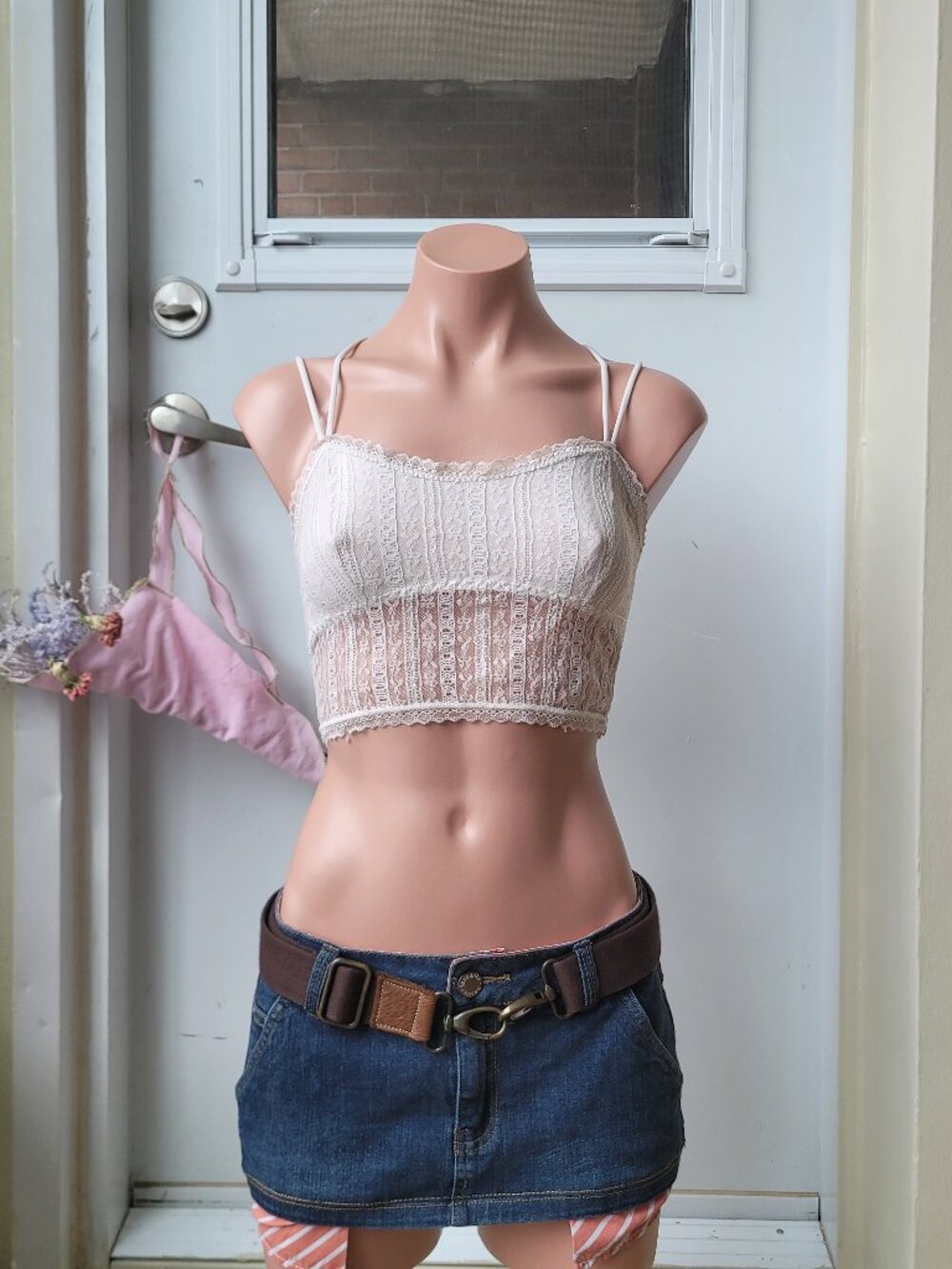 Vintage White Lace Trim Tank Top